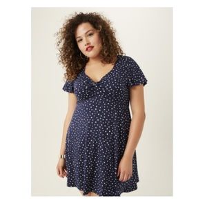 Socialite Curve Navy Polka Dot Dress